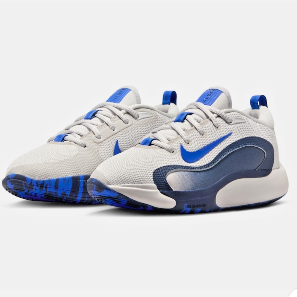 Nike Kids White and Royal Blue Low-Top Sneakers